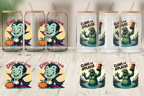 Glass Can Halloween Retro Monster Sublimation artnoy 