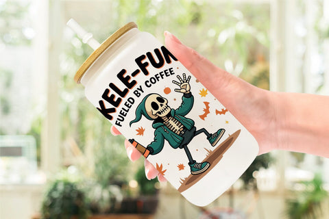 Glass Can Halloween Skeleton Coffee Sublimation artnoy 