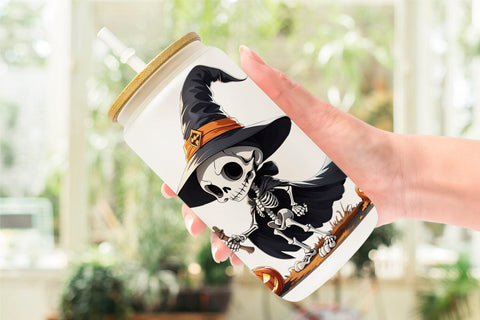 Glass Can Halloween Skeleton Sublimation artnoy 