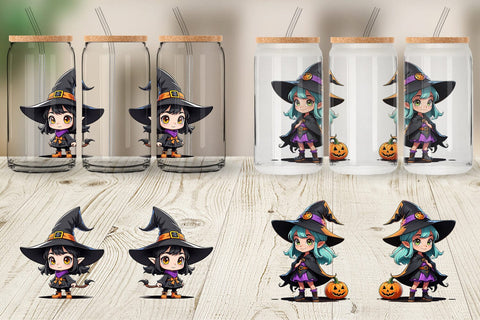 Glass Can Halloween Spooky Witch Sublimation artnoy 