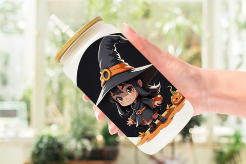 Glass Can Halloween Spooky Witch Sublimation artnoy 