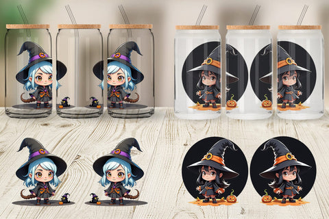 Glass Can Halloween Spooky Witch Sublimation artnoy 