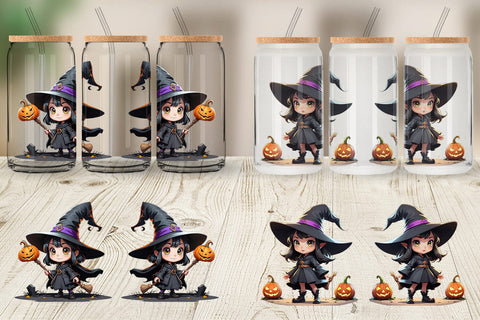 Glass Can Halloween Spooky Witch Sublimation artnoy 