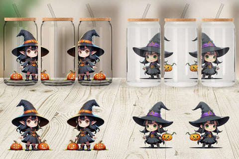 Glass Can Halloween Spooky Witch Sublimation artnoy 