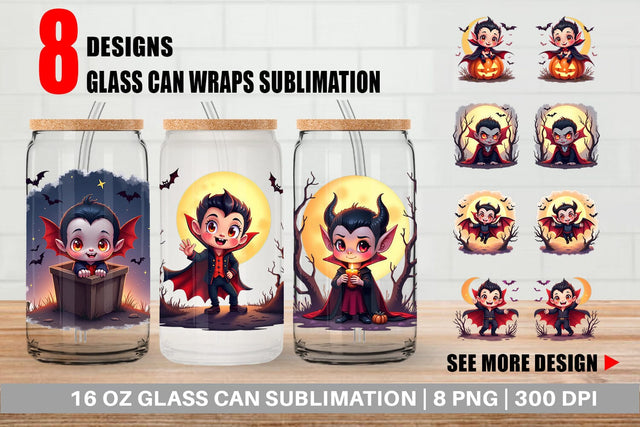 Glass Can Halloween Vampire Bite Sublimation artnoy 