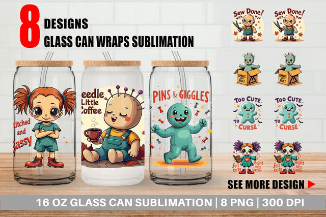 Glass Can Halloween Voodoo Doll Sublimation artnoy 