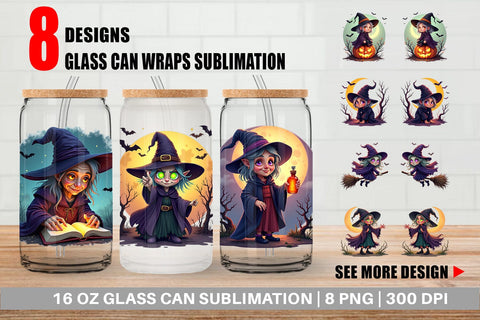 Glass Can Halloween Witch Spell Sublimation artnoy 