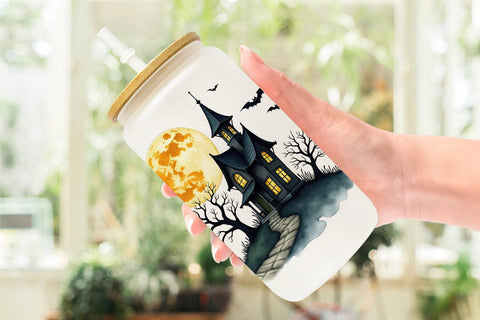 Glass Can Halloween Wonders Watercolor Sublimation artnoy 