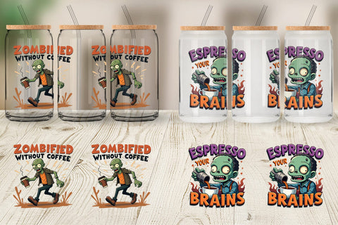 Glass Can Halloween Zombie Coffee Sublimation artnoy 