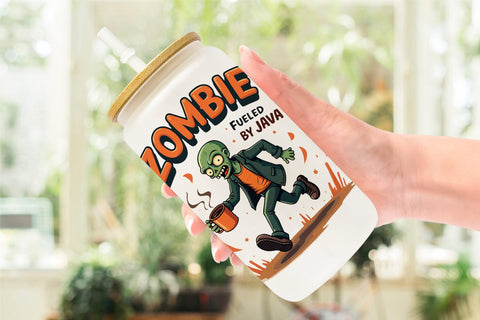 Glass Can Halloween Zombie Coffee Sublimation artnoy 