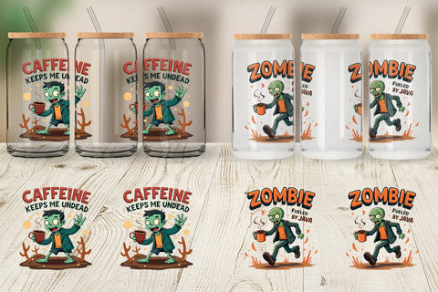 Glass Can Halloween Zombie Coffee Sublimation artnoy 