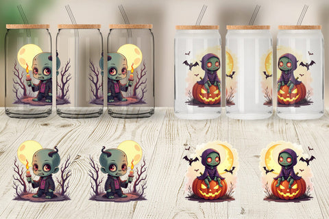 Glass Can Halloween Zombie Stumble Sublimation artnoy 