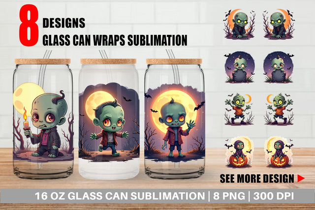 Glass Can Halloween Zombie Stumble Sublimation artnoy 