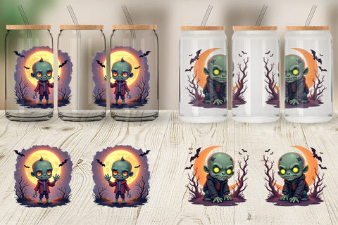 Glass Can Halloween Zombie Stumble Sublimation artnoy 
