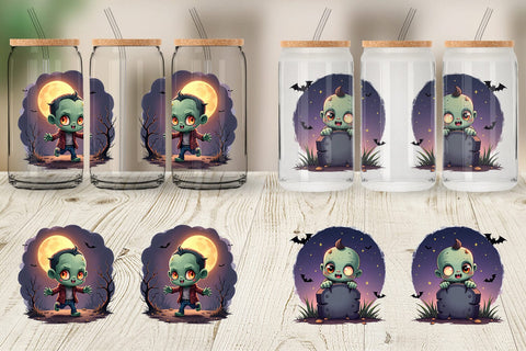 Glass Can Halloween Zombie Stumble Sublimation artnoy 
