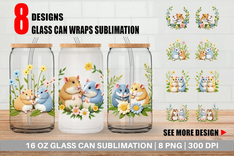 Glass Can Hamster Embroidery Sublimation artnoy 