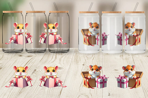 Glass Can Hamster Gift Sublimation artnoy 