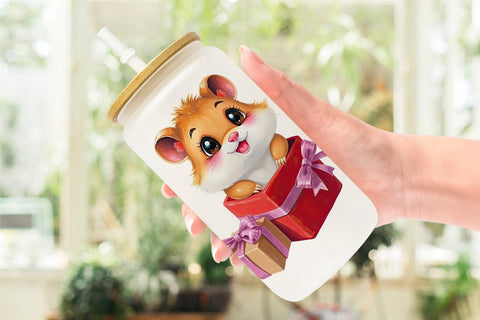 Glass Can Hamster Gift Sublimation artnoy 