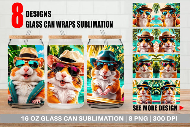 Glass Can Hamsters in Summer Sublimation artnoy 