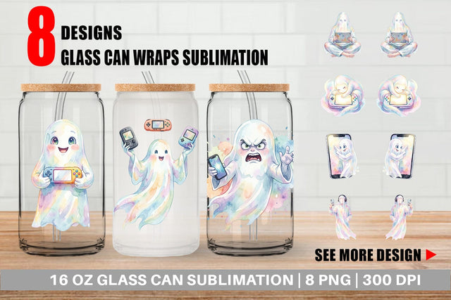 Glass Can Handheld Console Gamer Ghost Sublimation artnoy 