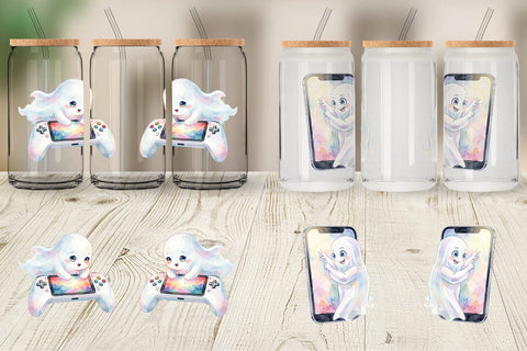 Glass Can Handheld Console Gamer Ghost Sublimation artnoy 