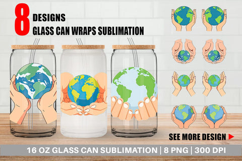 Glass Can Hands Holding Earth Sublimation artnoy 
