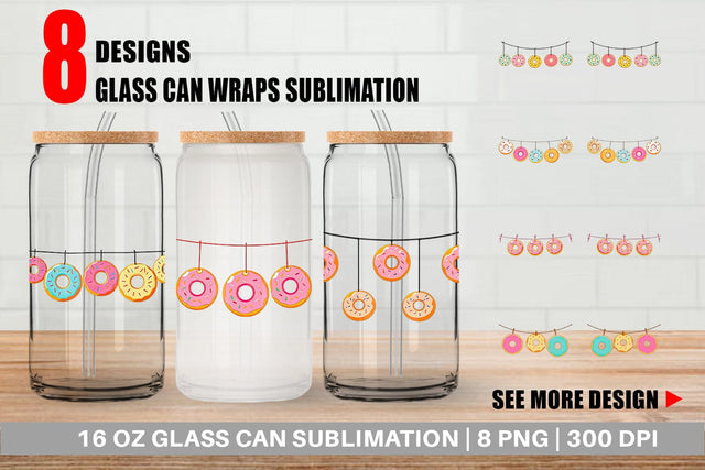 Glass Can Hanging Donut Sublimation artnoy 
