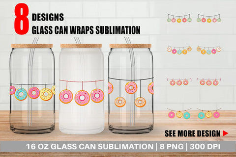 Glass Can Hanging Donut Sublimation artnoy 