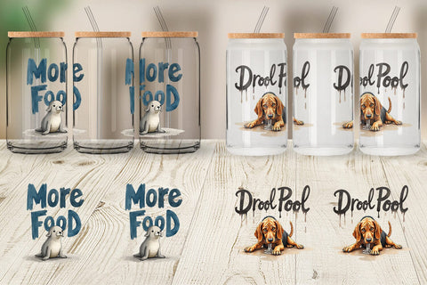 Glass Can Hangry Dog Food Lover Watercolor Sublimation artnoy 