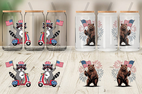 Glass Can Happy 4th of July Sublimation artnoy 