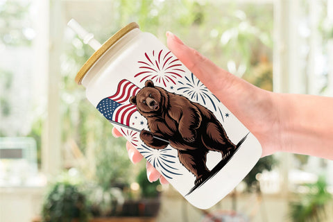 Glass Can Happy 4th of July Sublimation artnoy 