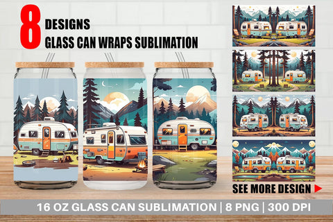 Glass Can Happy Camping Sublimation artnoy 