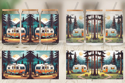 Glass Can Happy Camping Sublimation artnoy 