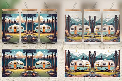 Glass Can Happy Camping Sublimation artnoy 