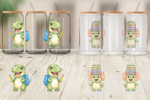 Glass Can Happy First Day School Dino Sublimation artnoy 