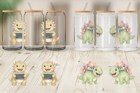 Glass Can Happy First Day School Dino Sublimation artnoy 