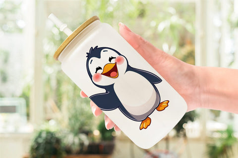 Glass Can Happy Penguin Sublimation artnoy 
