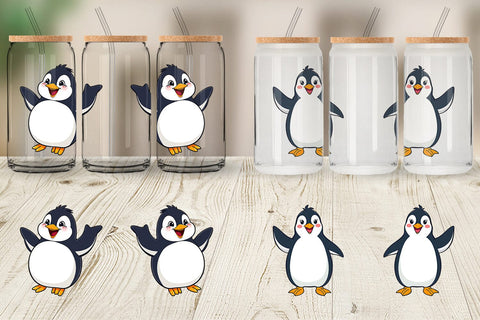 Glass Can Happy Penguin Sublimation artnoy 