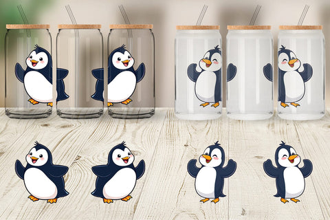 Glass Can Happy Penguin Sublimation artnoy 
