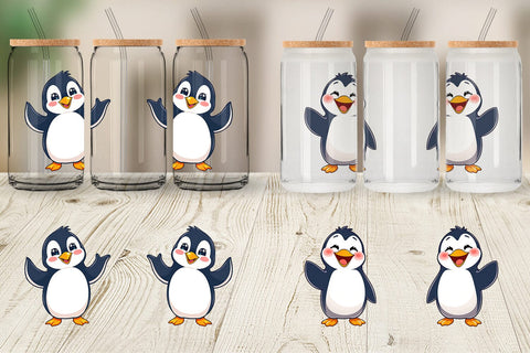 Glass Can Happy Penguin Sublimation artnoy 