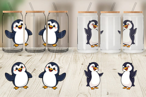Glass Can Happy Penguin Sublimation artnoy 
