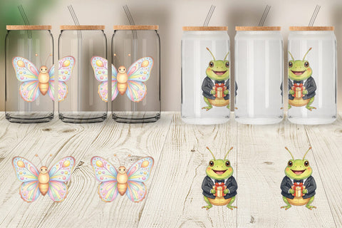 Glass Can Happy Round Garden Birthday Watercolor Sublimation artnoy 