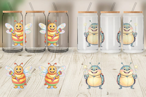 Glass Can Happy Round Garden Birthday Watercolor Sublimation artnoy 