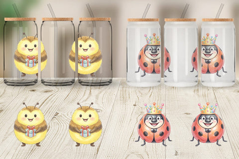 Glass Can Happy Round Garden Birthday Watercolor Sublimation artnoy 