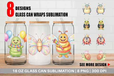 Glass Can Happy Round Garden Birthday Watercolor Sublimation artnoy 