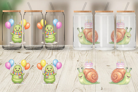Glass Can Happy Round Garden Birthday Watercolor Sublimation artnoy 