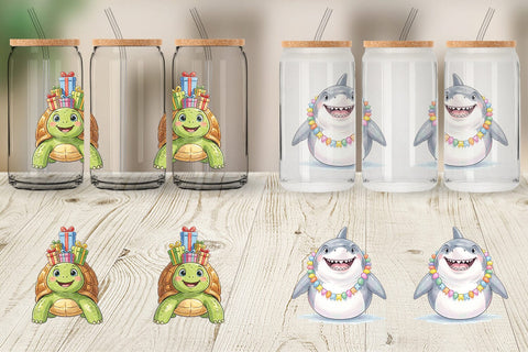 Glass Can Happy Round Ocean Birthday Watercolor Sublimation artnoy 