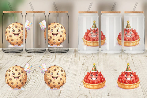 Glass Can Happy Round Sweet Treats Watercolor Sublimation artnoy 