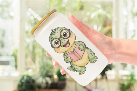 Glass Can Happy School Dino Pal Watercolor Sublimation artnoy 