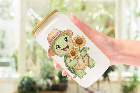 Glass Can Happy Summer Animals Watercolor Sublimation artnoy 